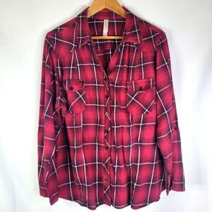 Warehouse One Red Plaid Button-Up Flannel Shirt